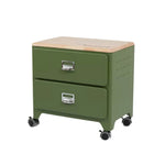 LIVARA 2 Drawer Storage Cabinet Mobile Organizer Wood Top Compact 510x360x520mm Home Bedroom Living Room - Green