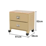 LIVARA 2 Drawer Storage Cabinet Mobile Organizer Wood Top Compact 510x360x520mm Home Bedroom Living Room - Yellow
