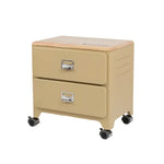 LIVARA 2 Drawer Storage Cabinet Mobile Organizer Wood Top Compact 510x360x520mm Home Bedroom Living Room - Yellow