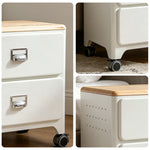 LIVARA 2 Drawer Storage Cabinet Mobile Organizer Wood Top Compact 510x360x520mm Home Bedroom Living Room - White