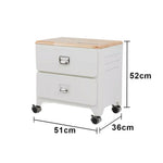 LIVARA 2 Drawer Storage Cabinet Mobile Organizer Wood Top Compact 510x360x520mm Home Bedroom Living Room - White