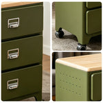 LIVARA 3 Drawer Storage Cabinet Mobile Organizer Wood Top Compact 510x360x700mm Home Bedroom Living Room - Green
