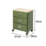 LIVARA 3 Drawer Storage Cabinet Mobile Organizer Wood Top Compact 510x360x700mm Home Bedroom Living Room - Green