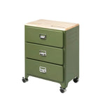 LIVARA 3 Drawer Storage Cabinet Mobile Organizer Wood Top Compact 510x360x700mm Home Bedroom Living Room - Green