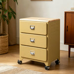 LIVARA 3 Drawer Storage Cabinet Mobile Organizer Wood Top Compact 510x360x700mm Home Bedroom Living Room - Yellow