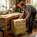 LIVARA 3 Drawer Storage Cabinet Mobile Organizer Wood Top Compact 510x360x700mm Home Bedroom Living Room - Yellow
