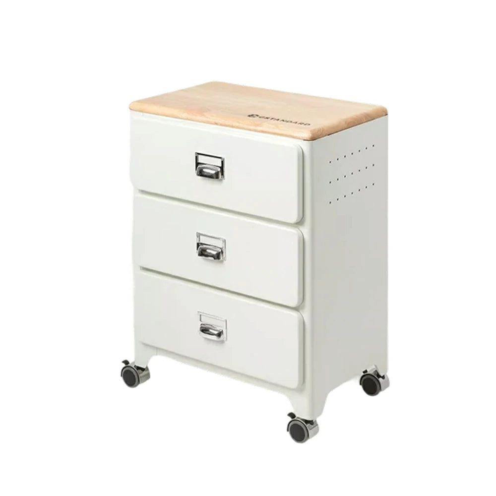 LIVARA 3 Drawer Storage Cabinet Mobile Organizer Wood Top Compact 510x360x700mm Home Bedroom Living Room - White
