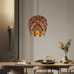 LIVARA 25/40/60cm Nordic Natural Style Ceiling Lamp Pinecone Pendant Light, Handcrafted Basswood Lampshade with E27 LED Bulb Included - Walnut