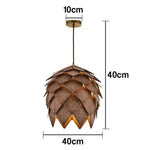 LIVARA 25/40/60cm Nordic Natural Style Ceiling Lamp Pinecone Pendant Light, Handcrafted Basswood Lampshade with E27 LED Bulb Included - Walnut