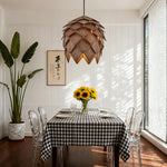 LIVARA 25/40/60cm Nordic Natural Style Ceiling Lamp Pinecone Pendant Light, Handcrafted Basswood Lampshade with E27 LED Bulb Included - Walnut