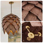 LIVARA 25/40/60cm Nordic Natural Style Ceiling Lamp Pinecone Pendant Light, Handcrafted Basswood Lampshade with E27 LED Bulb Included - Walnut