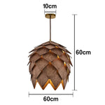 LIVARA 25/40/60cm Nordic Natural Style Ceiling Lamp Pinecone Pendant Light, Handcrafted Basswood Lampshade with E27 LED Bulb Included - Walnut