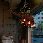 LIVARA Bass Light Solid Retro with Bulbs, Ceiling Wood 6x4W Edison Style Industrial Guitar Pendant Lamp