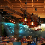 LIVARA Bass Light Solid Retro with Bulbs, Ceiling Wood 6x4W Edison Style Industrial Guitar Pendant Lamp