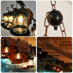LIVARA Bass Light Solid Retro with Bulbs, Ceiling Wood 6x4W Edison Style Industrial Guitar Pendant Lamp