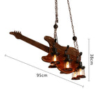 LIVARA Bass Light Solid Retro with Bulbs, Ceiling Wood 6x4W Edison Style Industrial Guitar Pendant Lamp