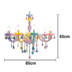 LIVARA 5/8/10-Head LED Warm Light, Colorful Glass & Stainless Steel Ceiling Lamp for Kids Room Macaron Chandelier