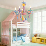 LIVARA 5/8/10-Head LED Warm Light, Colorful Glass & Stainless Steel Ceiling Lamp for Kids Room Macaron Chandelier