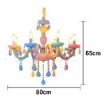 LIVARA 5/8/10-Head LED Warm Light, Colorful Glass & Stainless Steel Ceiling Lamp for Kids Room Macaron Chandelier