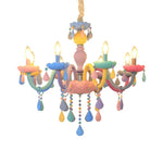 LIVARA 5/8/10-Head LED Warm Light, Colorful Glass & Stainless Steel Ceiling Lamp for Kids Room Macaron Chandelier