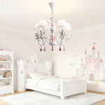 LIVARA Unicorn Iron & Resin Ceiling Lamp with Fabric Shade for Kids Room Eye-Care LED Chandelier White/Warm/Tri-Color Light