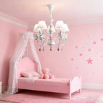 LIVARA Unicorn Iron & Resin Ceiling Lamp with Fabric Shade for Kids Room Eye-Care LED Chandelier White/Warm/Tri-Color Light