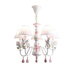 LIVARA Unicorn Iron & Resin Ceiling Lamp with Fabric Shade for Kids Room Eye-Care LED Chandelier White/Warm/Tri-Color Light