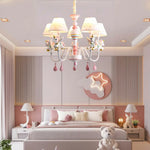 LIVARA Unicorn Iron & Resin Ceiling Lamp with Fabric Shade for Kids Room Eye-Care LED Chandelier White/Warm/Tri-Color Light