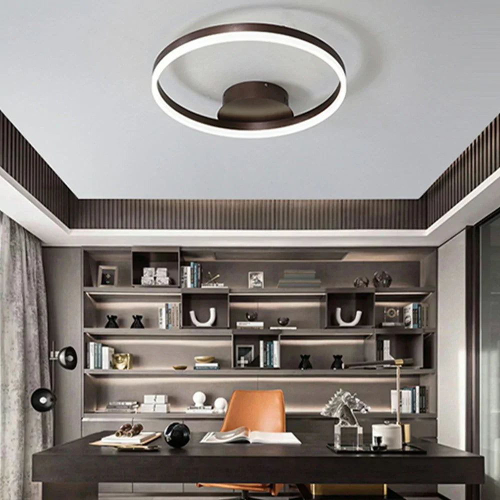 LIVARA 40/50cm Natural Light Modern Single-Ring LED Ceiling Light Brushed Aluminum Frame & Acrylic Shade Flush Mount Lamp for Living Room Bedroom