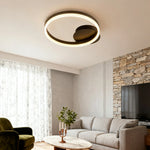 LIVARA 40/50cm Natural Light Modern Single-Ring LED Ceiling Light Brushed Aluminum Frame & Acrylic Shade Flush Mount Lamp for Living Room Bedroom