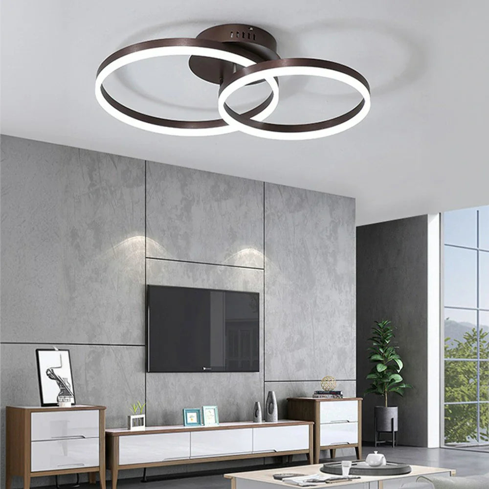 LIVARA 30/40/50cm Natural Light Modern Double-Ring LED Ceiling Light Aluminum Frame & Acrylic Shade Flush Mount Lamp