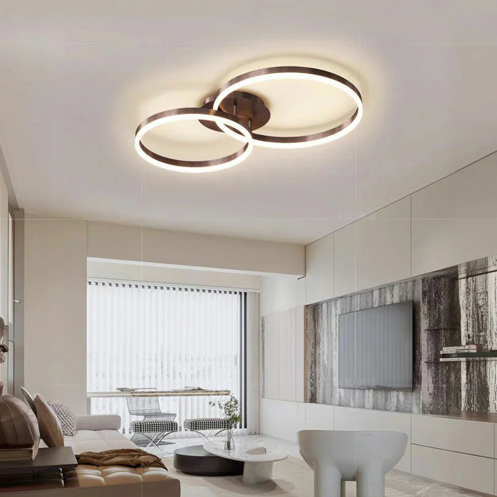 LIVARA 30/40/50cm Natural Light Modern Double-Ring LED Ceiling Light Aluminum Frame & Acrylic Shade Flush Mount Lamp