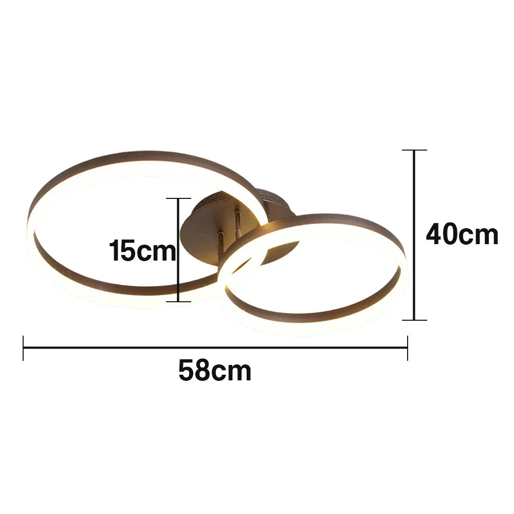 LIVARA 30/40/50cm Natural Light Modern Double-Ring LED Ceiling Light Aluminum Frame & Acrylic Shade Flush Mount Lamp