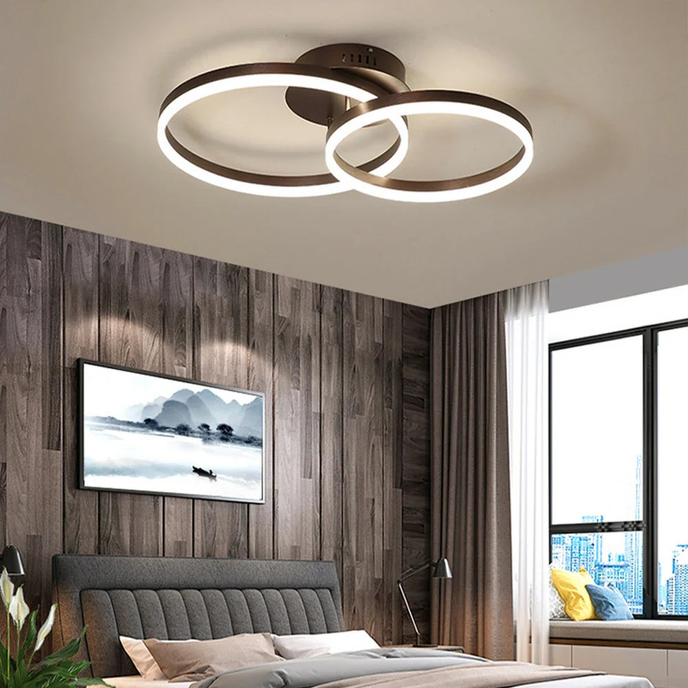 LIVARA 30/40/50cm Natural Light Modern Double-Ring LED Ceiling Light Aluminum Frame & Acrylic Shade Flush Mount Lamp