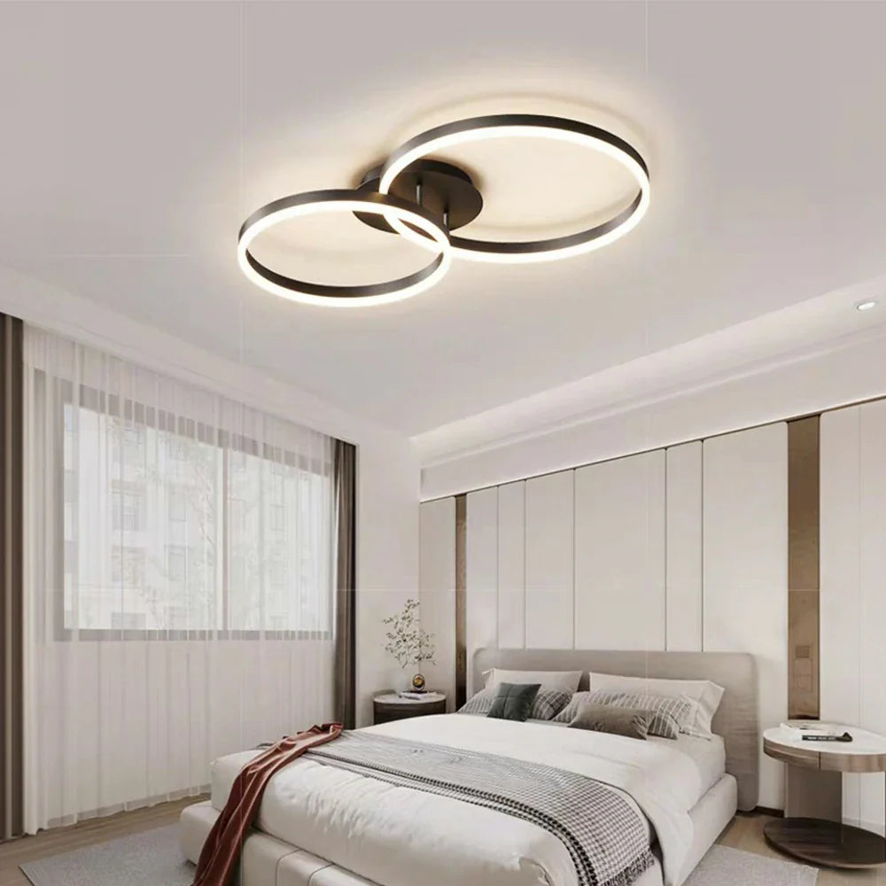 LIVARA 30/40/50cm Natural Light Modern Double-Ring LED Ceiling Light Aluminum Frame & Acrylic Shade Flush Mount Lamp