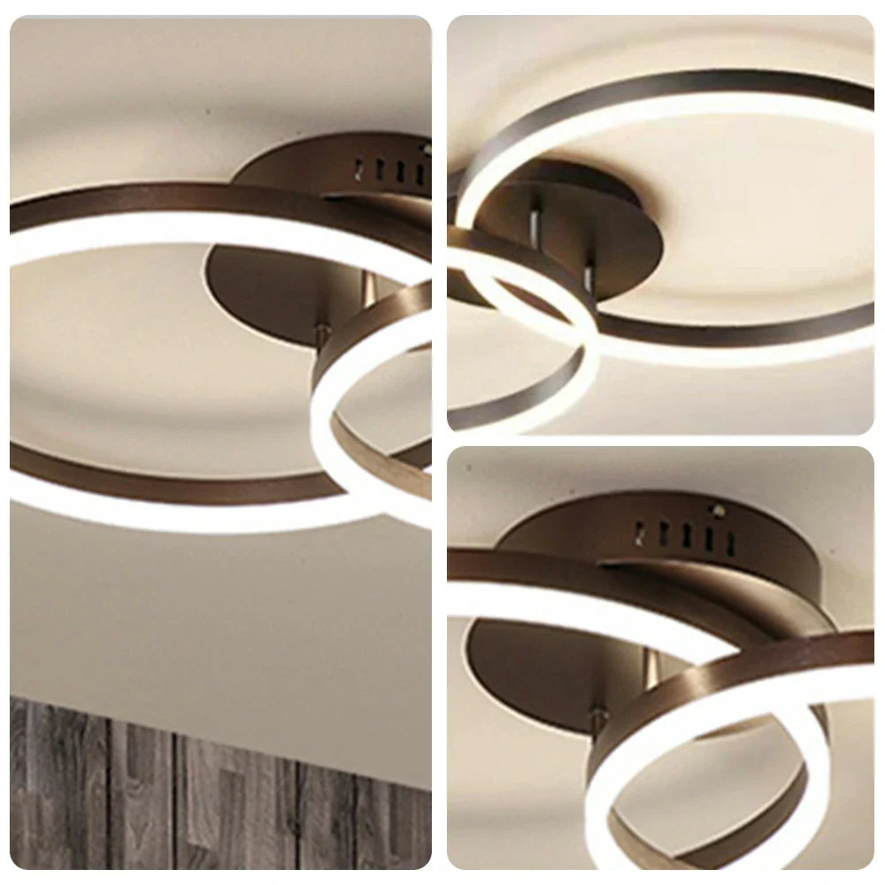 LIVARA 30/40/50cm Natural Light Modern Double-Ring LED Ceiling Light Aluminum Frame & Acrylic Shade Flush Mount Lamp