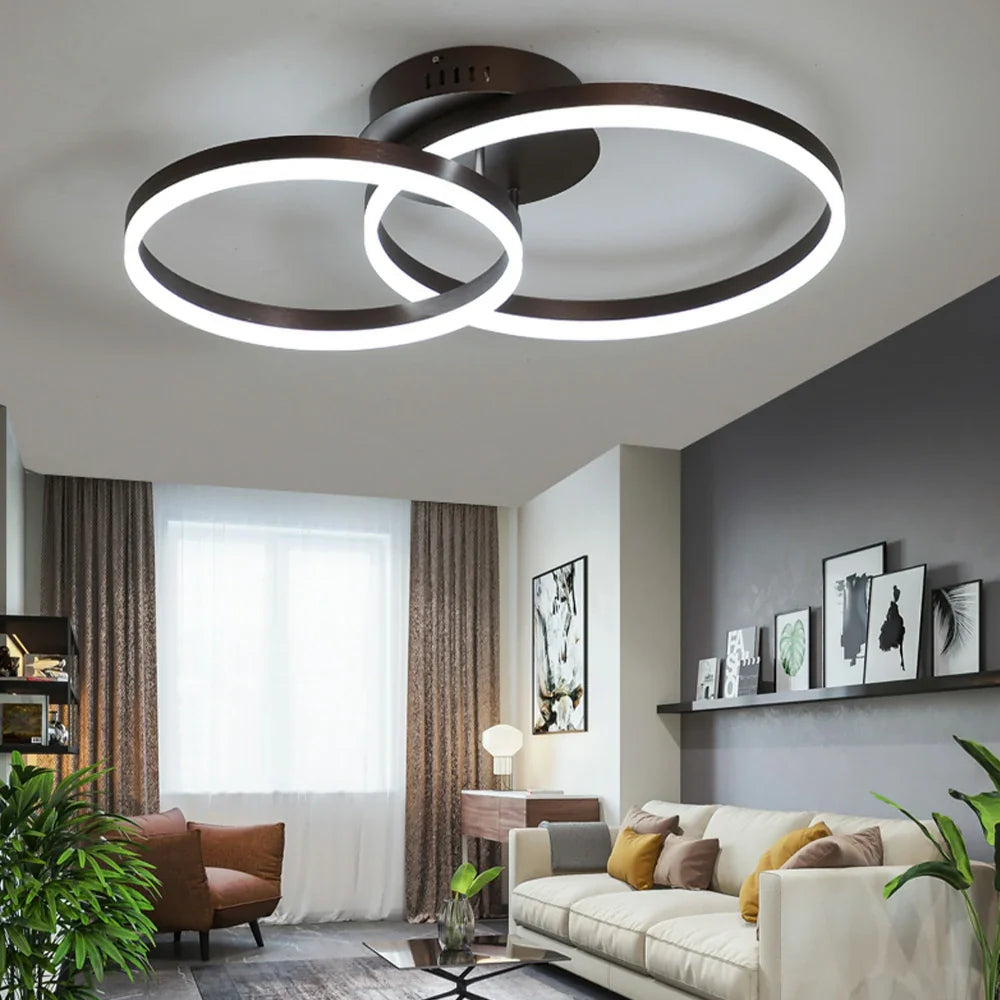 LIVARA 30/40/50cm Natural Light Modern Double-Ring LED Ceiling Light Aluminum Frame & Acrylic Shade Flush Mount Lamp