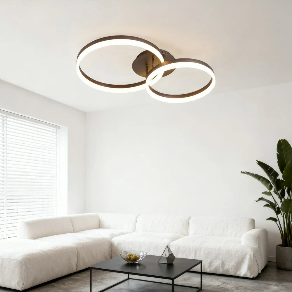 LIVARA 30/40/50cm Natural Light Modern Double-Ring LED Ceiling Light Aluminum Frame & Acrylic Shade Flush Mount Lamp