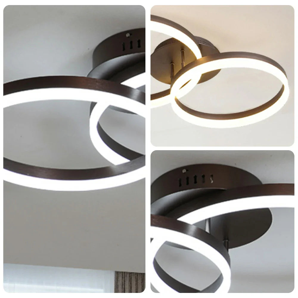 LIVARA 30/40/50cm Natural Light Modern Double-Ring LED Ceiling Light Aluminum Frame & Acrylic Shade Flush Mount Lamp