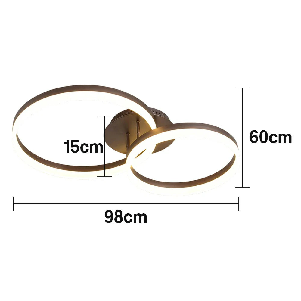 LIVARA 30/40/50cm Natural Light Modern Double-Ring LED Ceiling Light Aluminum Frame & Acrylic Shade Flush Mount Lamp