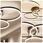 LIVARA 40/50cm Natural Light Modern Triple-Ring LED Ceiling Aluminum Frame & Acrylic Shade Flush Mount Lamp