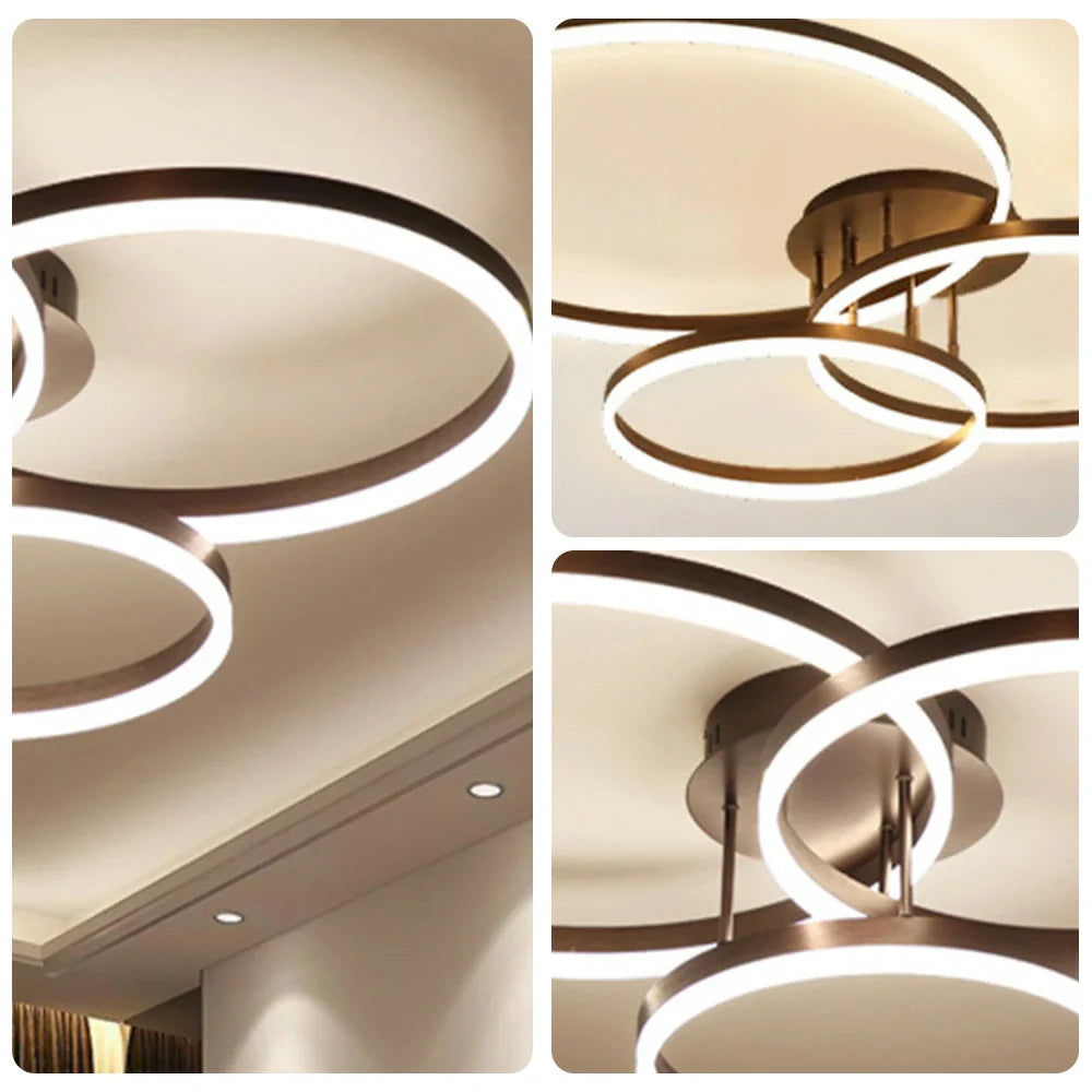 LIVARA 40/50cm Natural Light Modern Triple-Ring LED Ceiling Aluminum Frame & Acrylic Shade Flush Mount Lamp