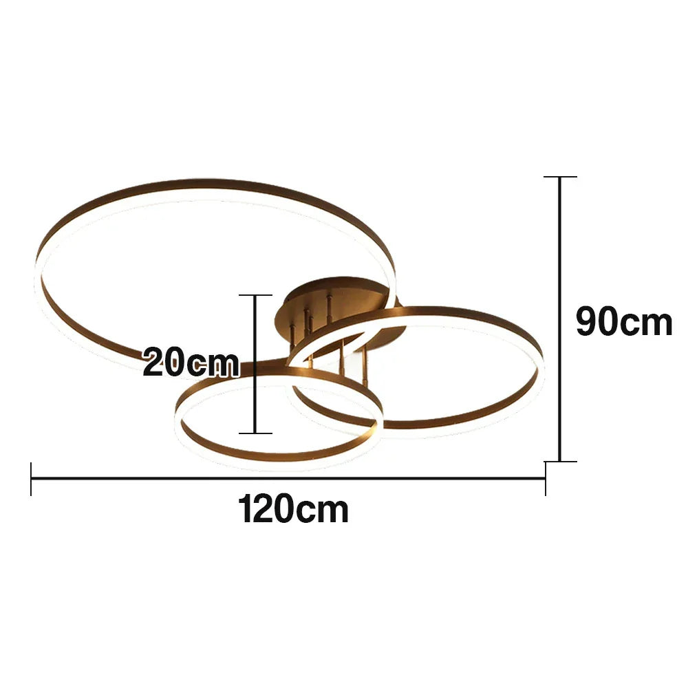 LIVARA 40/50cm Natural Light Modern Triple-Ring LED Ceiling Aluminum Frame & Acrylic Shade Flush Mount Lamp