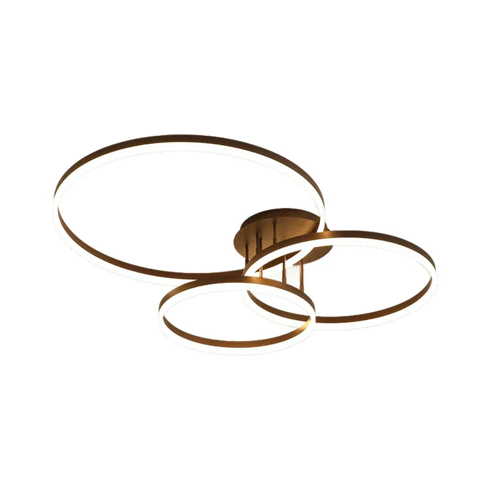 LIVARA 40/50cm Natural Light Modern Triple-Ring LED Ceiling Aluminum Frame & Acrylic Shade Flush Mount Lamp