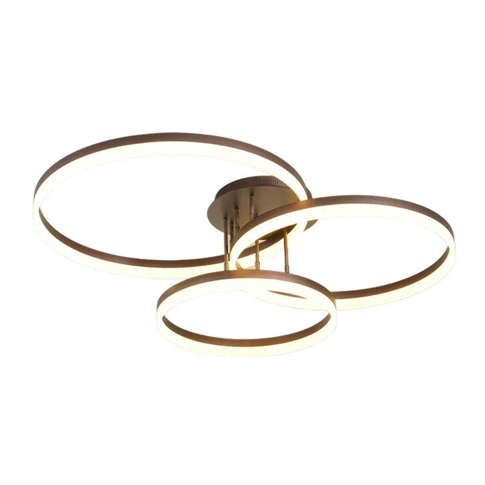 LIVARA 40/50cm Natural Light Modern Triple-Ring LED Ceiling Aluminum Frame & Acrylic Shade Flush Mount Lamp