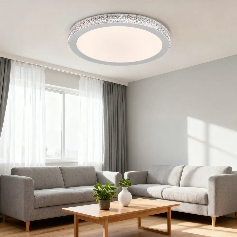 LIVARA 40/50cm LED Ceiling Light Tri-Color Dimmable Flush Mount Lamp with PMMA Shade & Iron Body for Living Room Bedroom - White