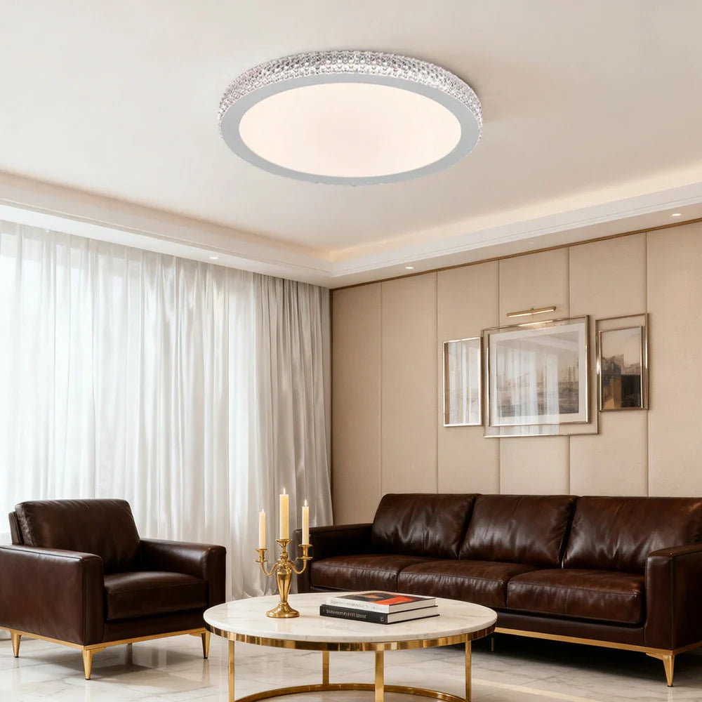 LIVARA 40/50cm LED Ceiling Light Tri-Color Dimmable Flush Mount Lamp with PMMA Shade & Iron Body for Living Room Bedroom - White