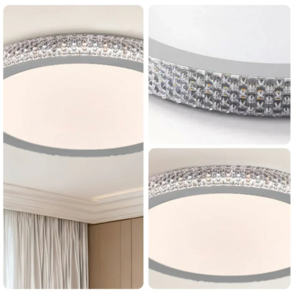LIVARA 40/50cm LED Ceiling Light Tri-Color Dimmable Flush Mount Lamp with PMMA Shade & Iron Body for Living Room Bedroom - Gery