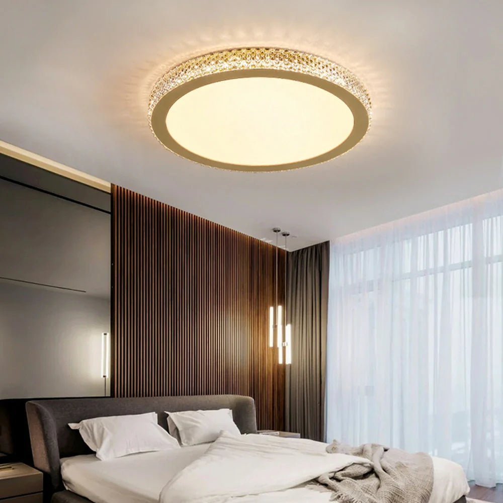 LIVARA 40/50cm LED Ceiling Light Tri-Color Dimmable Flush Mount Lamp with PMMA Shade & Iron Body for Living Room Bedroom - Gold