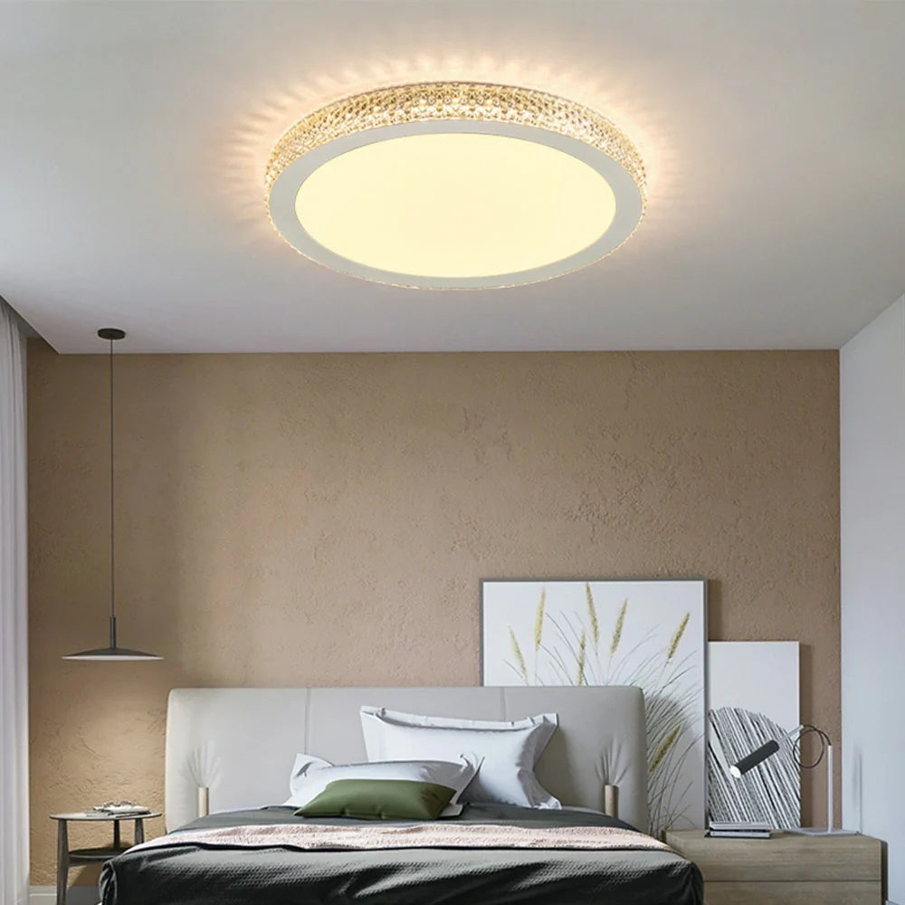 LIVARA 40/50cm LED Ceiling Light Tri-Color Dimmable Flush Mount Lamp with PMMA Shade & Iron Body for Living Room Bedroom - Gold